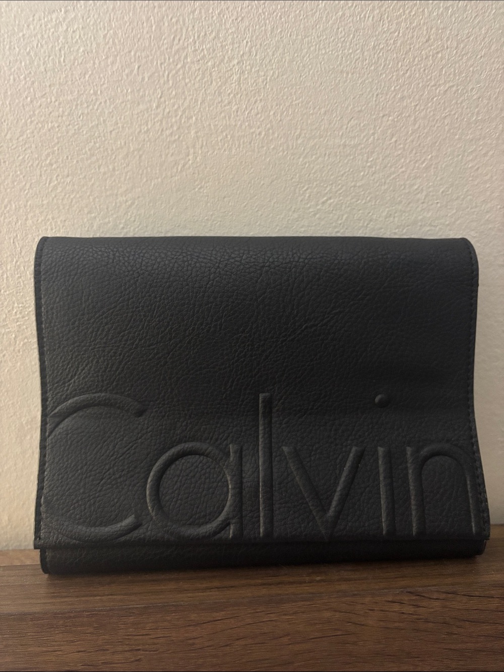 Calvin Klein Black crossbody square flap bag with logo and silver hardware